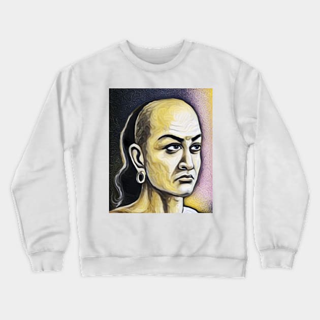 Chanakya Yellow Portrait | Chanakya Artwork 9 Crewneck Sweatshirt by JustLit